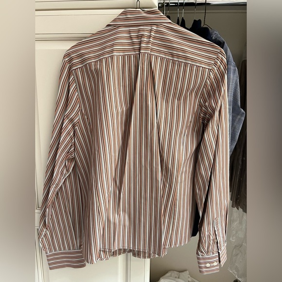 Faconnable Long Sleeve Button Down Cotton Poplin Shirt XL multicolor stripe - Picture 3 of 7